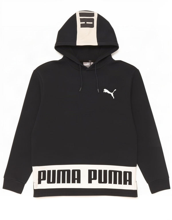 Puma muška majica s kapuljačom s kapuljačom, mali crni pamuk u blokovima boja