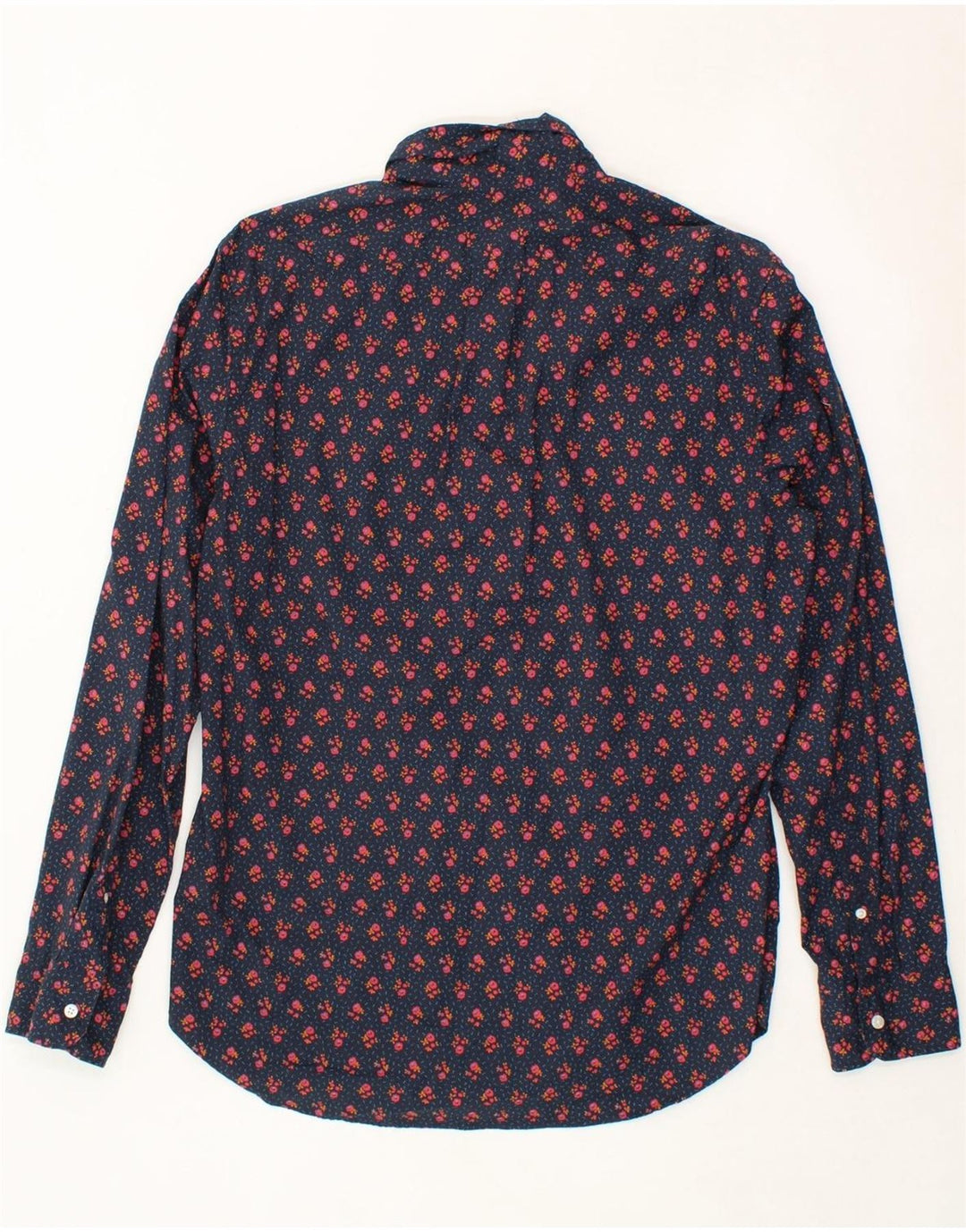 J. CREW Mens Classic Fit Shirt Medium Navy Blue Floral Cotton Vintage J. Crew and Second-Hand J. Crew from Messina Hembry 