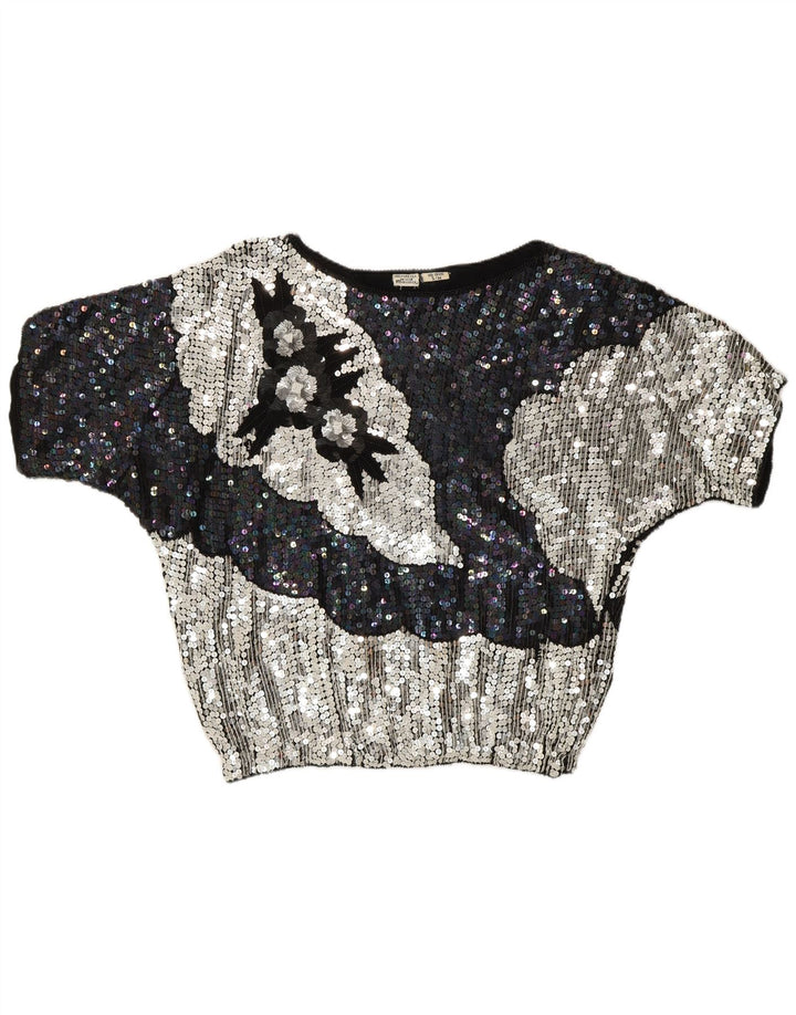Vintage ženska večernja bluza sa šljokicama UK 10 malih raznobojnih