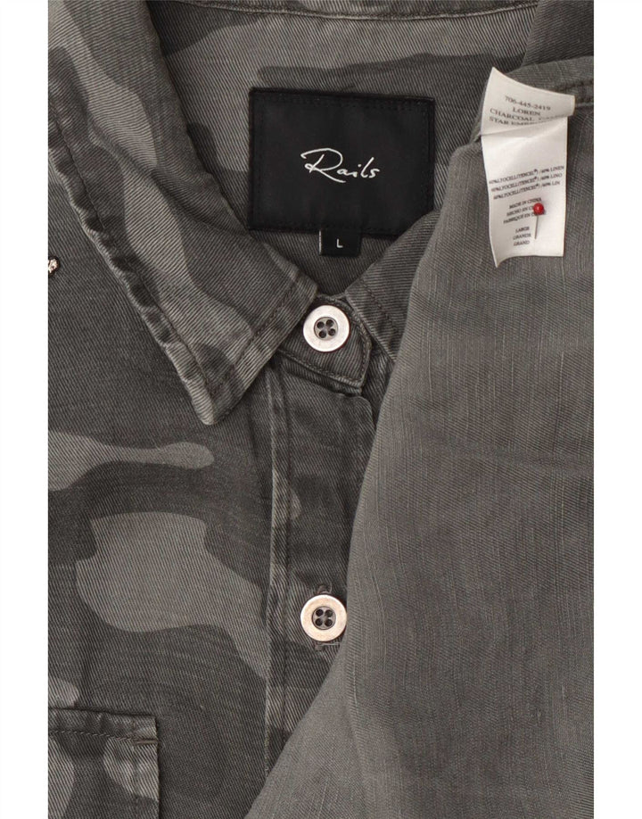 Rails Ženska traper košulja Large Grey Camouflage Lyocell