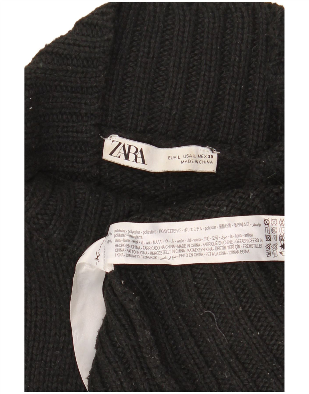 Zara ženski pulover s velikim ovratnikom UK 16 Veliki crni
