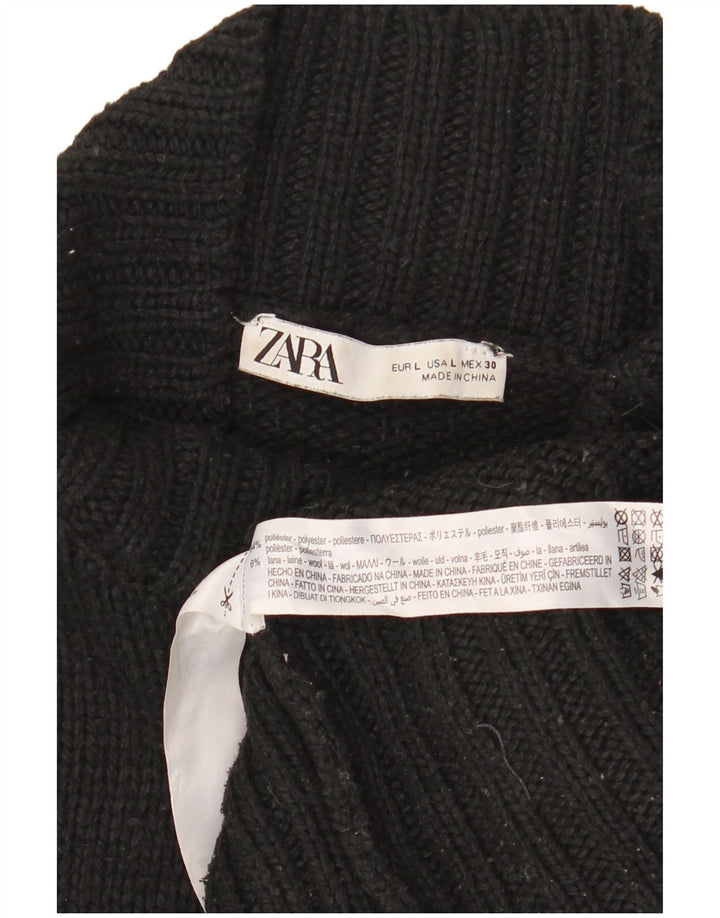Zara ženski pulover s velikim ovratnikom UK 16 Veliki crni