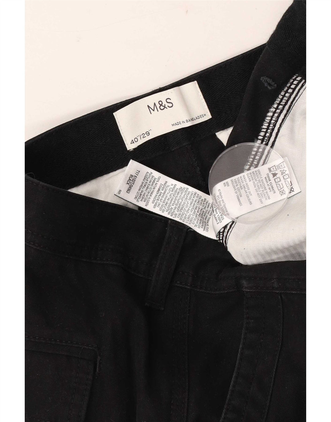 Marks & Spencer muške uske kargo hlače W40 L29 crni pamuk