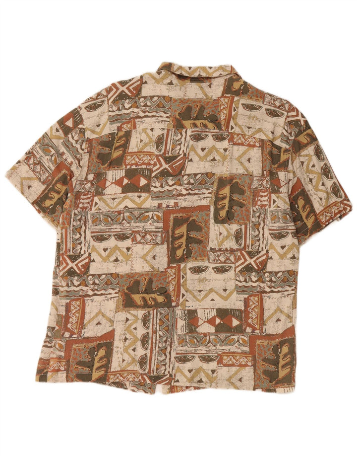 PULL & BEAR Muška košulja kratkih rukava Veličina 38 srednje bež patchwork