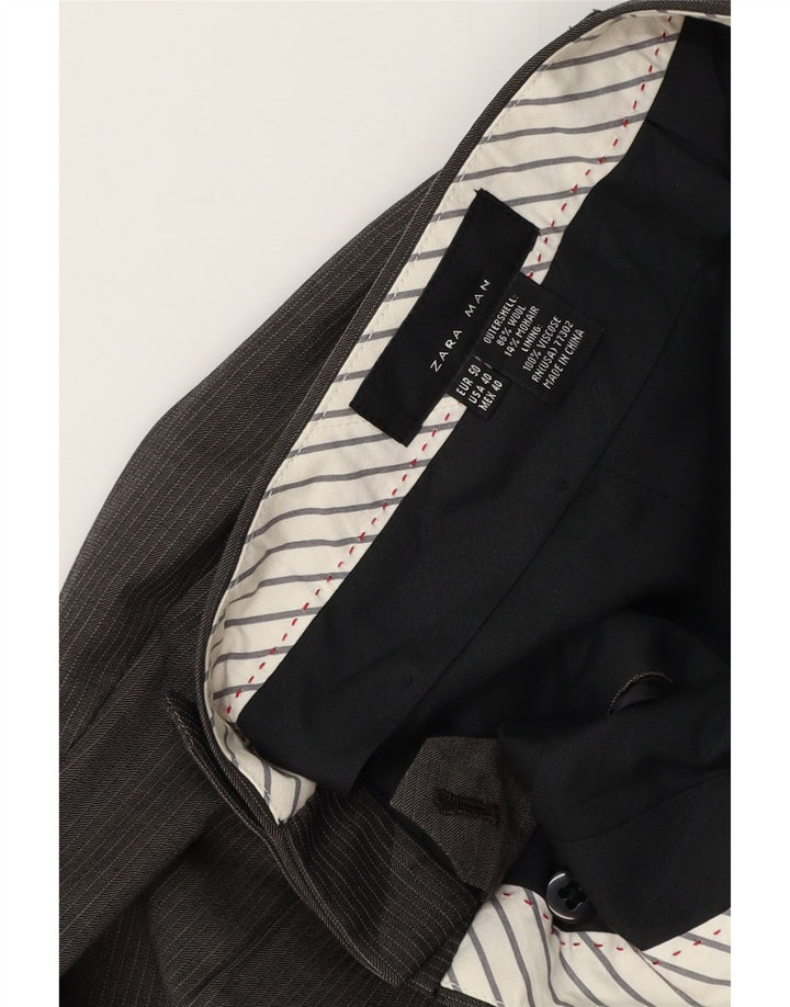 ZARA muške hlače ravnog odijela W32 L35 Vunene sive pruge