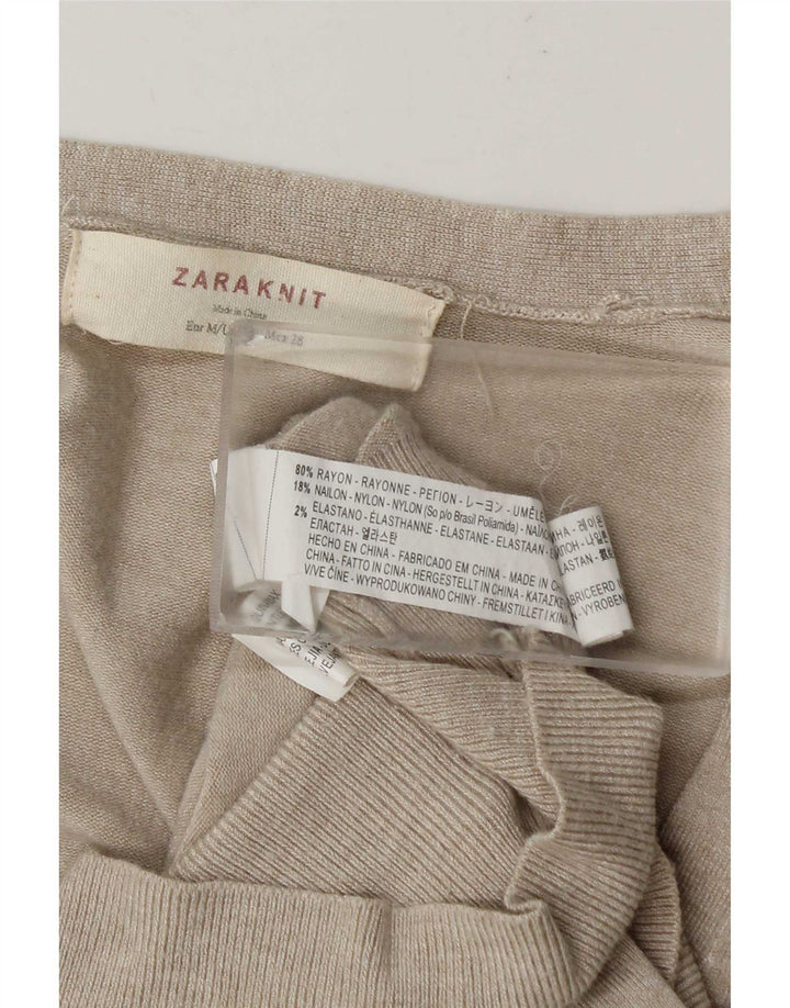 Zara ženski kardigan džemper UK 14 Srednje bež rajon