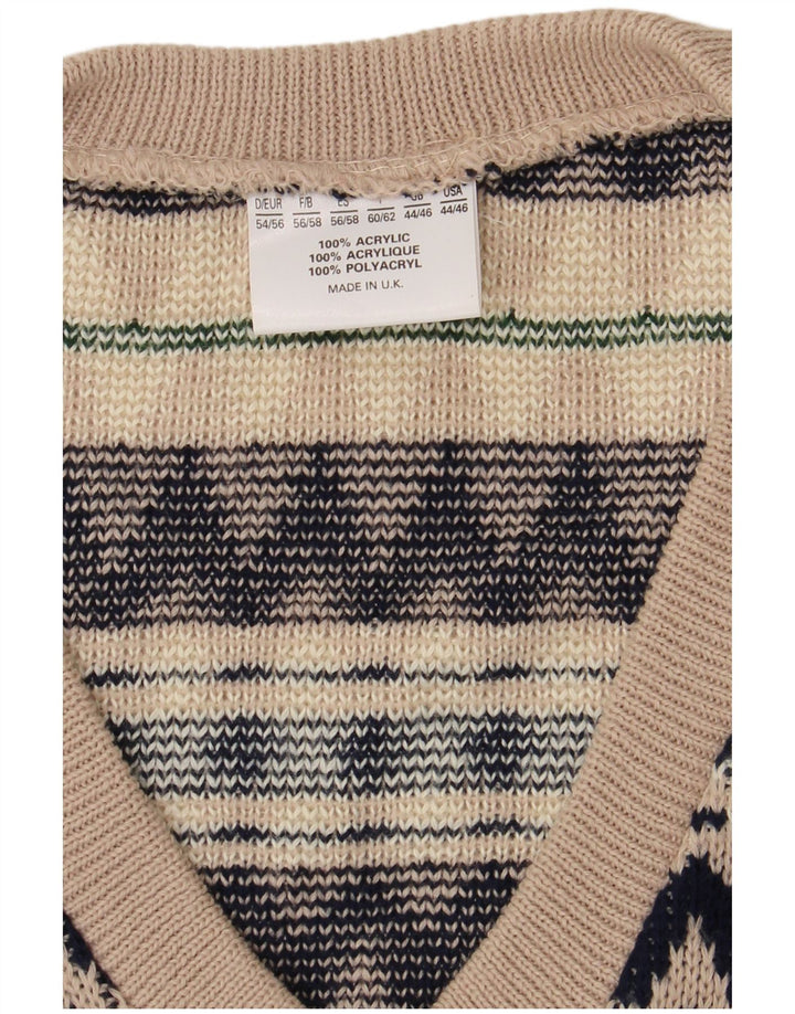 VINTAGE muška majica bez rukava UK 44/46 XL tamnoplava Fair Isle akril