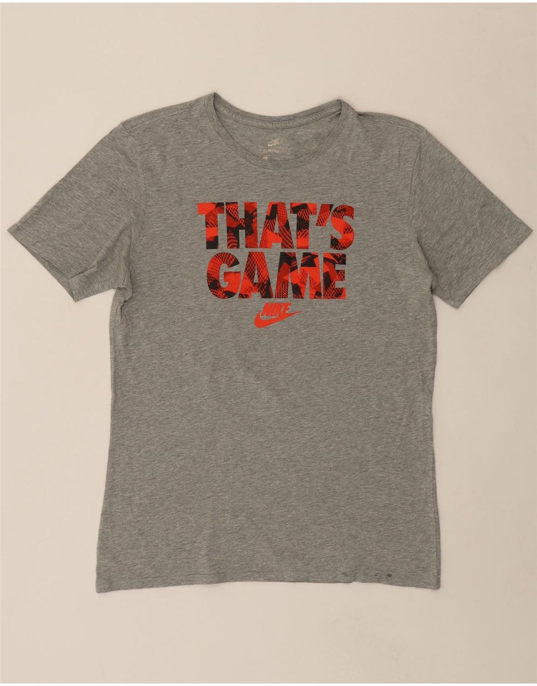 NIKE Mens Athletic Cut Graphic T-Shirt Top Medium Grey Vintage Nike and Second-Hand Nike from Messina Hembry 