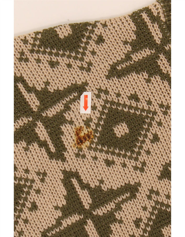 VINTAGE ženski džemper s veznim izrezom IT 46 Veliki bež geometrijski