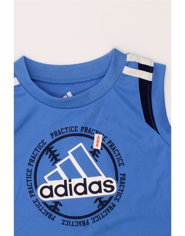 ADIDAS Boys Graphic Vest Top 2-3 Years Blue Polyester Vintage Adidas and Second-Hand Adidas from Messina Hembry 