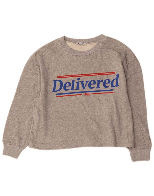 Zara ženski džemper prekomjerne majice s grafičkim motivima UK 10 Small Gray Flected