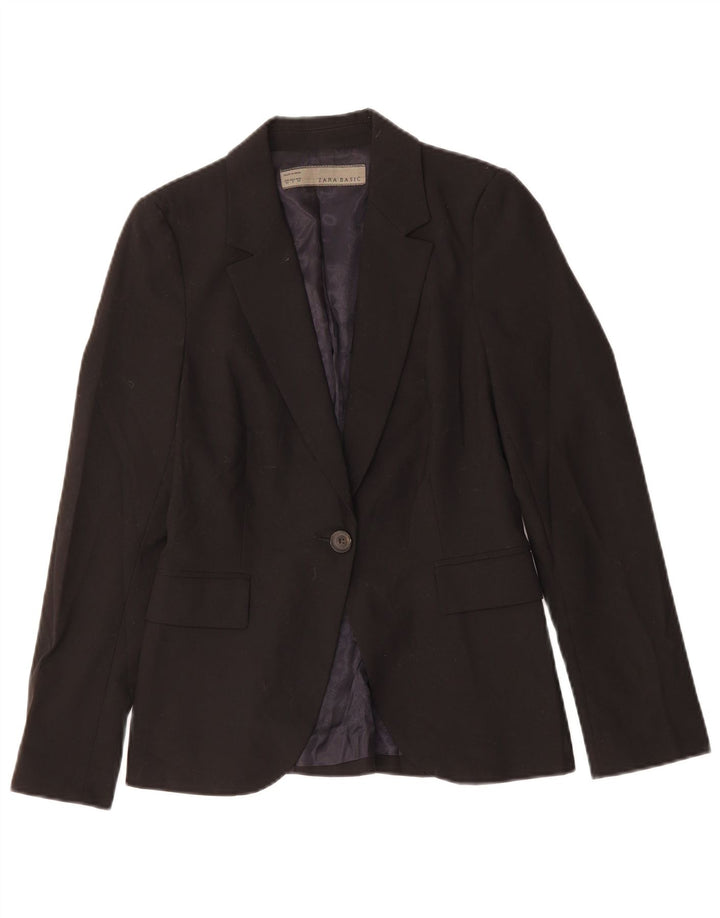 ZARA Womens 1 Button Blazer Jacket EU 34 2XL Black Polyester