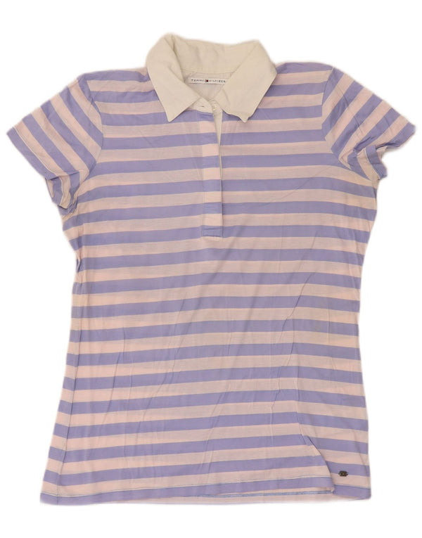 Tommy Hilfiger ženska polo majica UK 12 pamuk srednje ljubičaste pruge