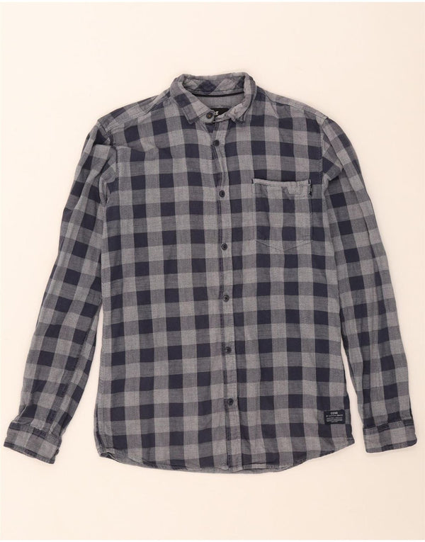 JACK & JONES Muška košulja od flanela mala tamnoplava karirana pamuk