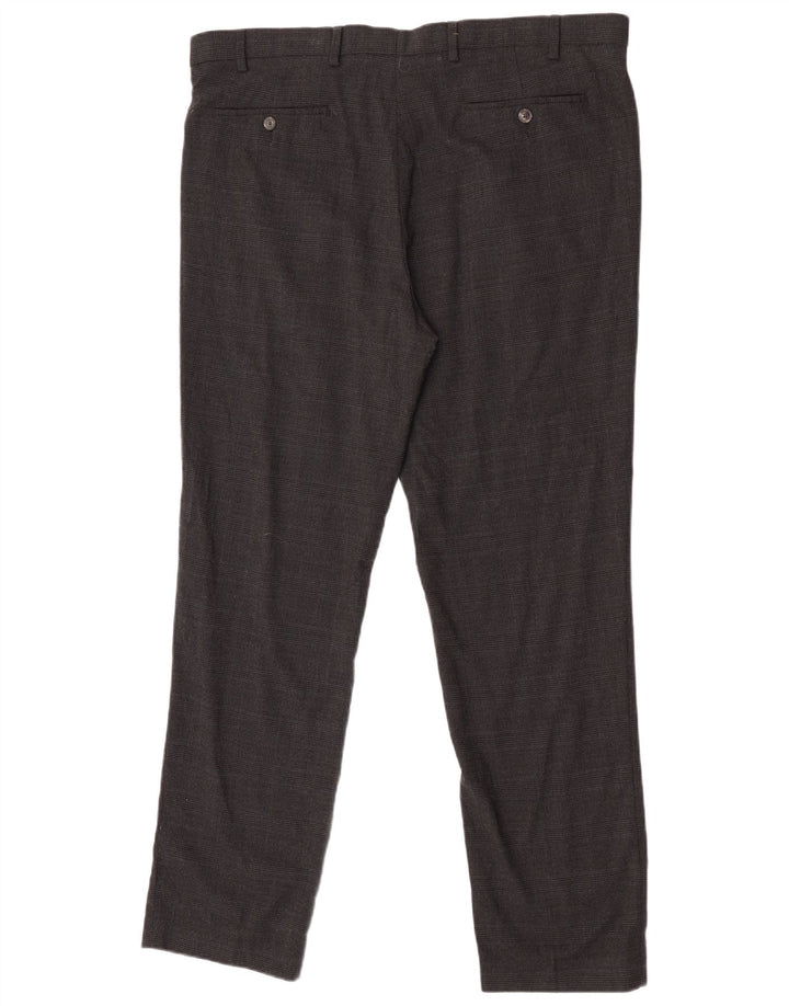 Marks & Spencer muške uobičajene odijelne hlače W40 L32 crne karirane vunene