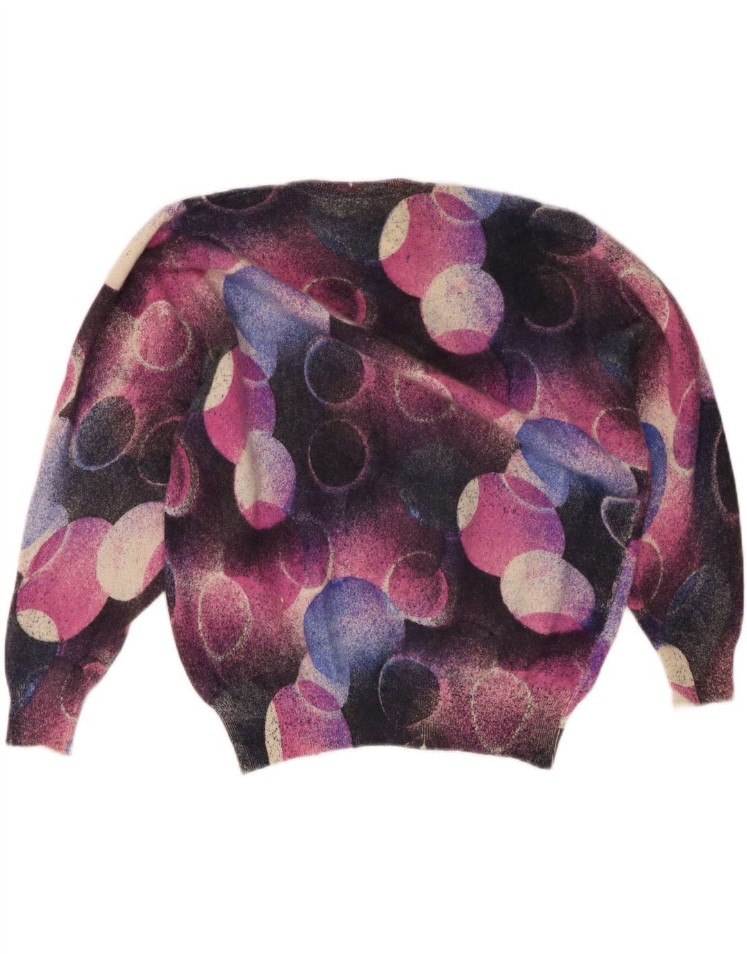 Vintage ženski džemper s okruglim izrezom UK 16 Velika višebojna angora