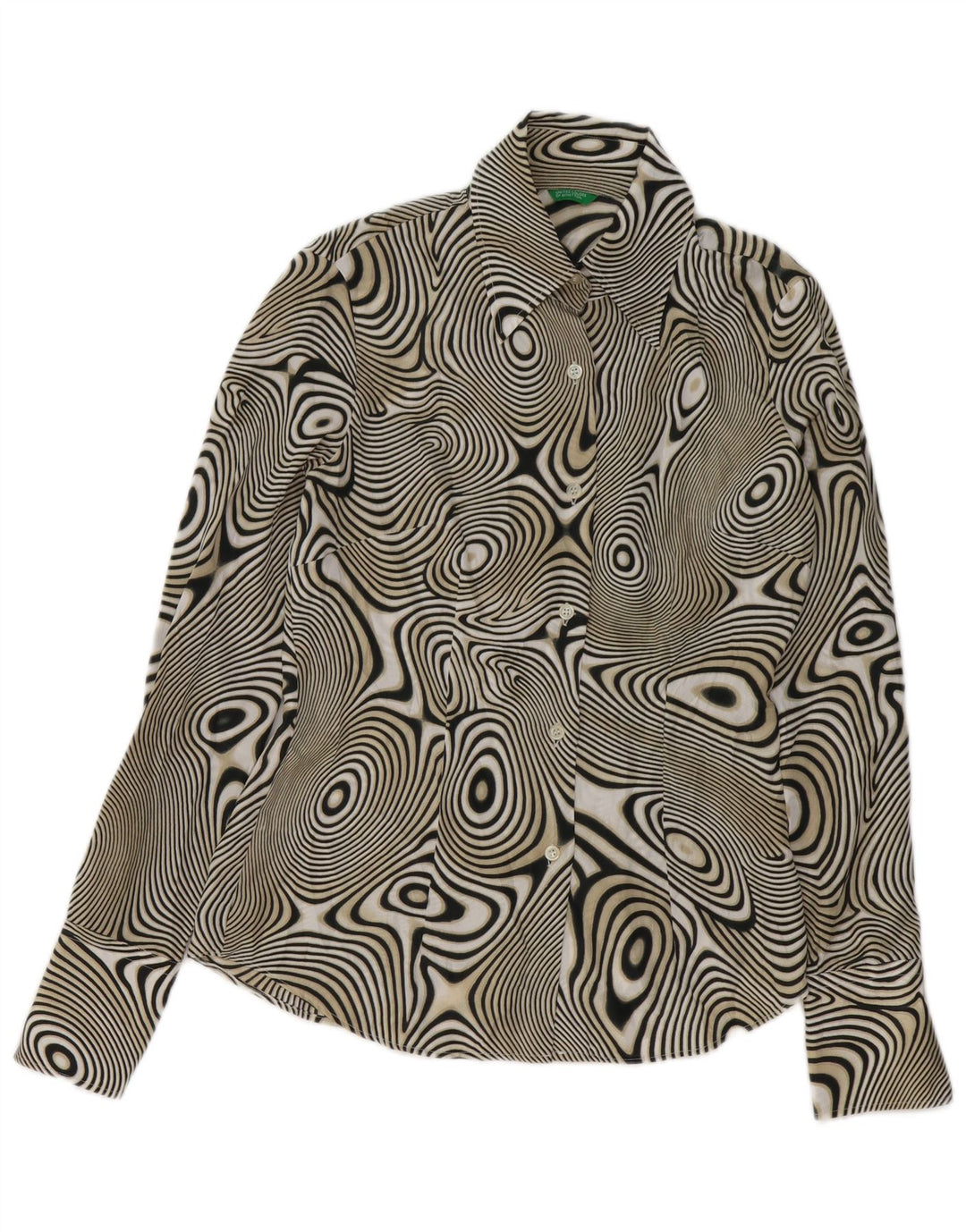 BENETTON Ženska košulja s apstraktnim uzorkom UK 14 Srednje crna