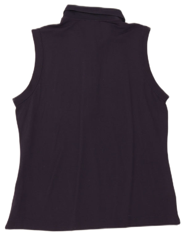 Chervo Womens Sleeveless Polo Shirt IT 46 Large Navy Blue Polyamide