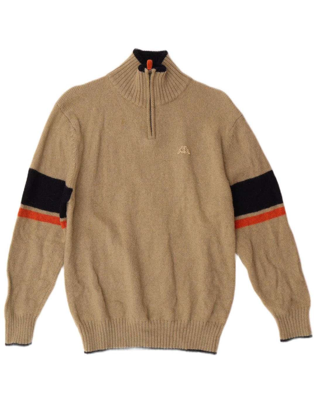 Kappa ženski džemper s izrezom i srednjim bež prugastim vunenim klasikom