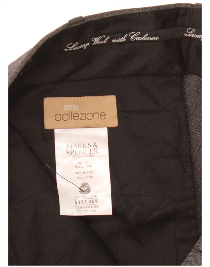 MARKS & SPENCER Muške hlače ravnog odijela W36 L29 Siva vuna