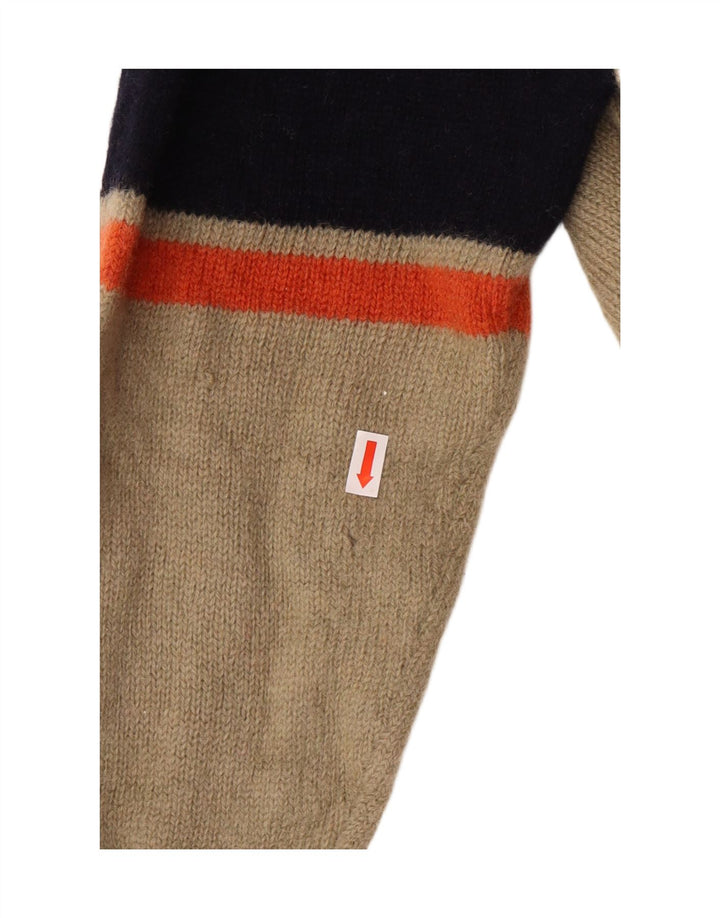 Kappa ženski džemper s izrezom i srednjim bež prugastim vunenim klasikom