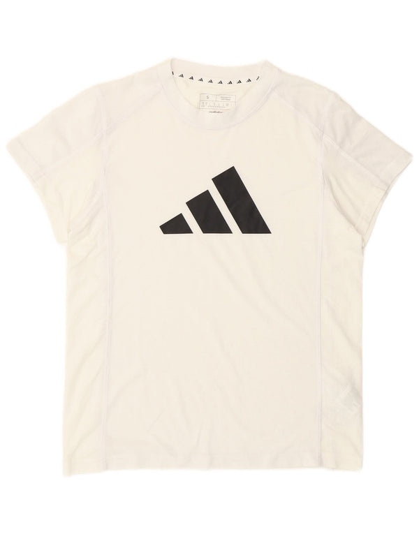 Adidas Womens Graphic T-Shirt Top UK 8/10 Small White Polyester