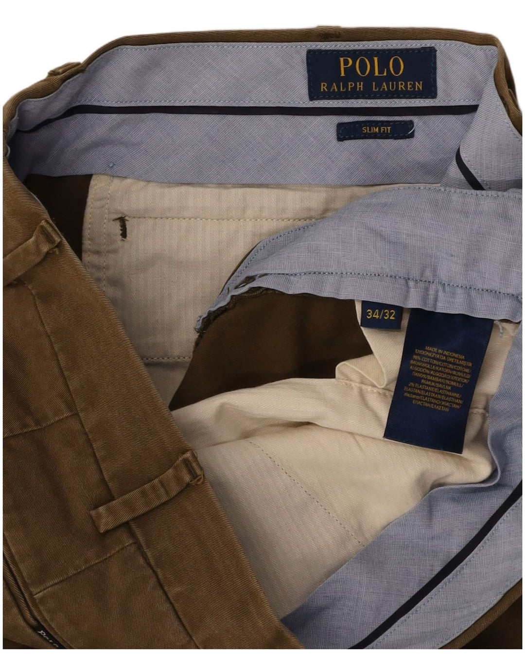 POLO RALPH LAUREN Muške uske hlače W34 L32 kaki pamuk