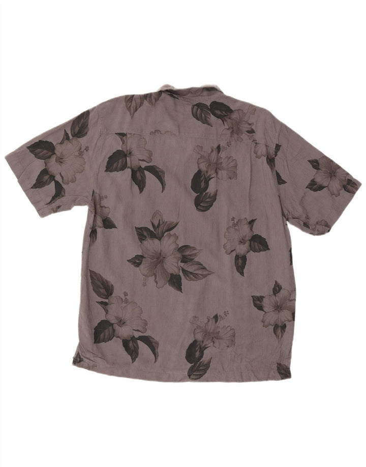 Tommy Bahama muška košulja kratkih rukava srednje sive cvjetne svile