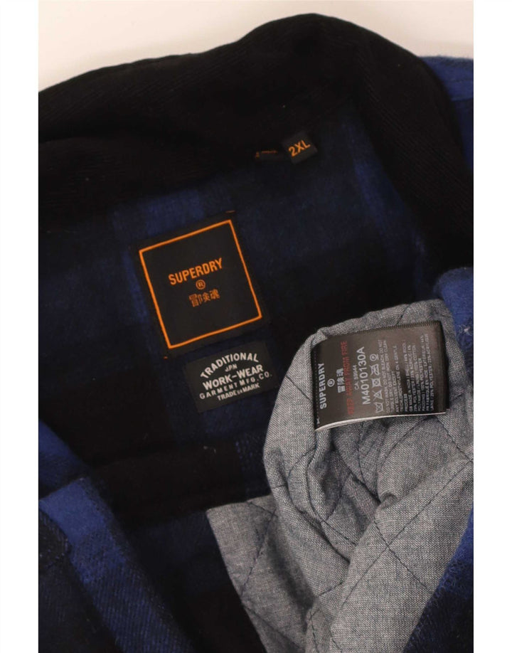 Superdry muška jakna UK 44 2XL tamnoplava karirana vuna