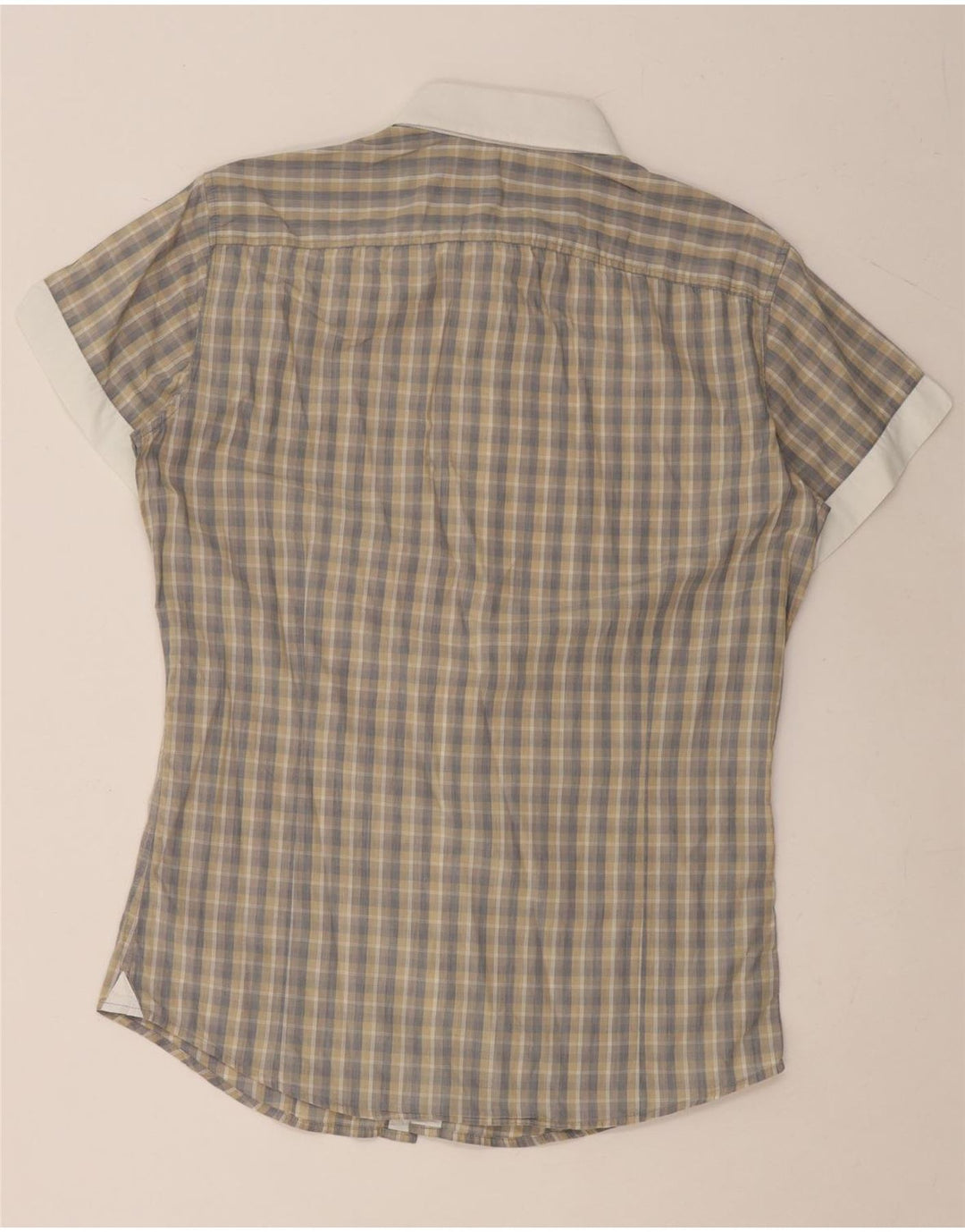 SISLEY Muška košulja kratkih rukava mala siva karirana