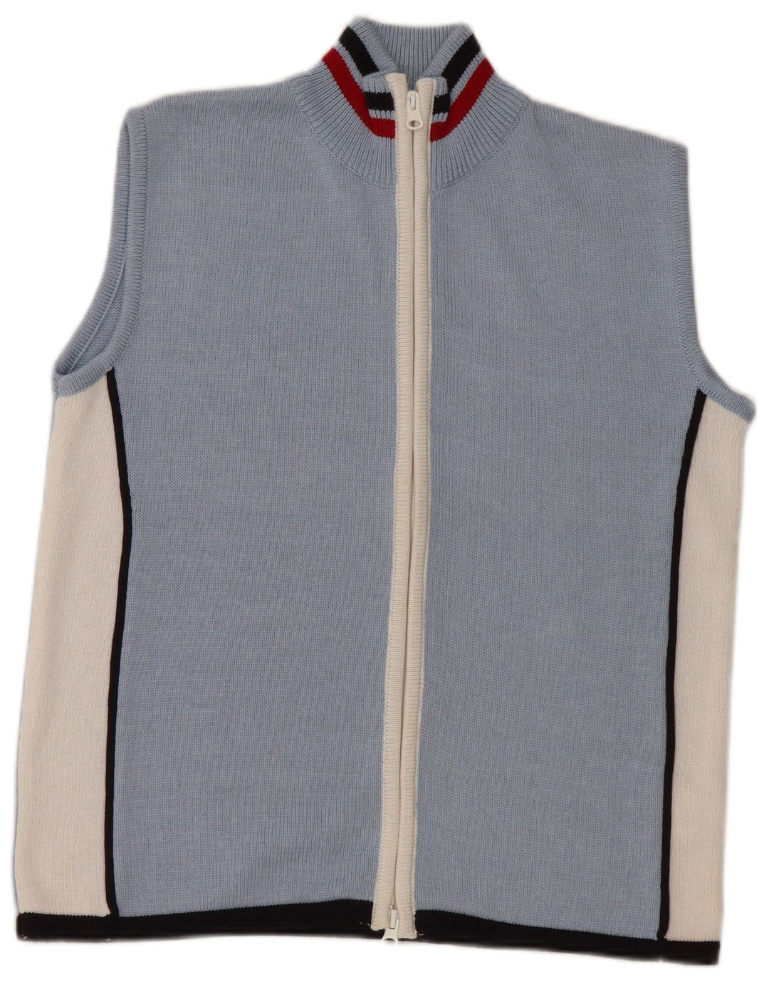 VINTAGE ženski kardigan pulover bez rukava UK 16 velikih plavih blokova