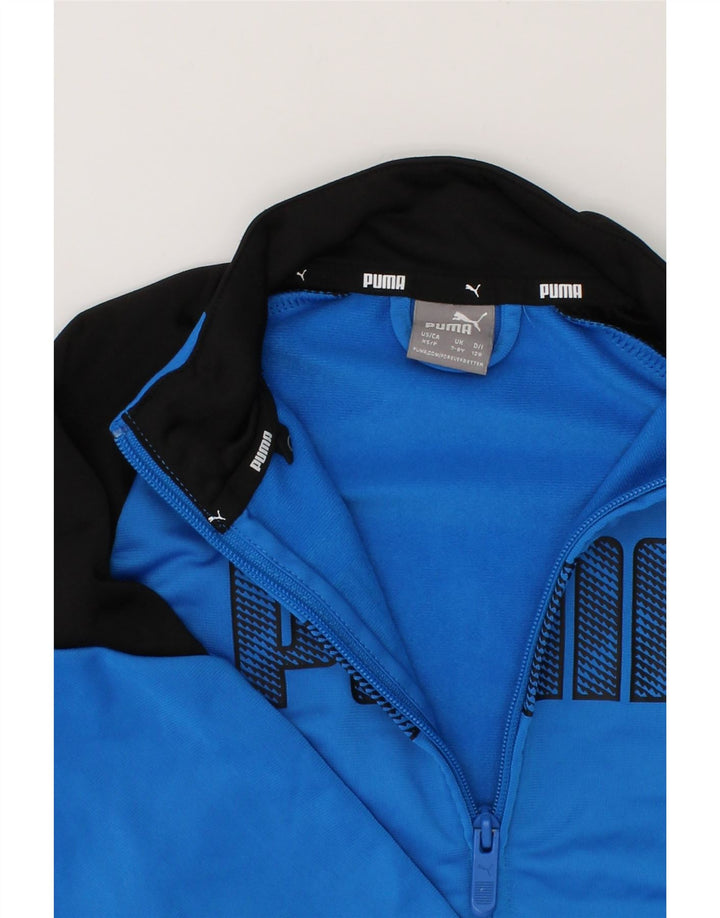 PUMA Boys Graphic Tracksuit Top Jacket 7-8 Years Blue Colourblock Vintage Puma and Second-Hand Puma from Messina Hembry 