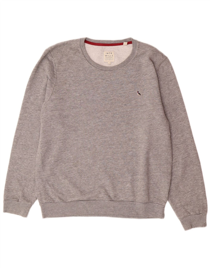 JACK WILLS Muška majica s kratkim rukavima, srednje sivi flekasti pamuk