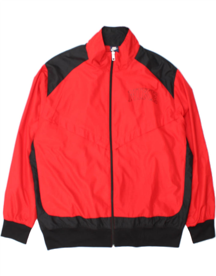 NIKE Mens Graphic Tracksuit Top Jacket 2XL Red Colourblock Polyester Vintage Nike and Second-Hand Nike from Messina Hembry 