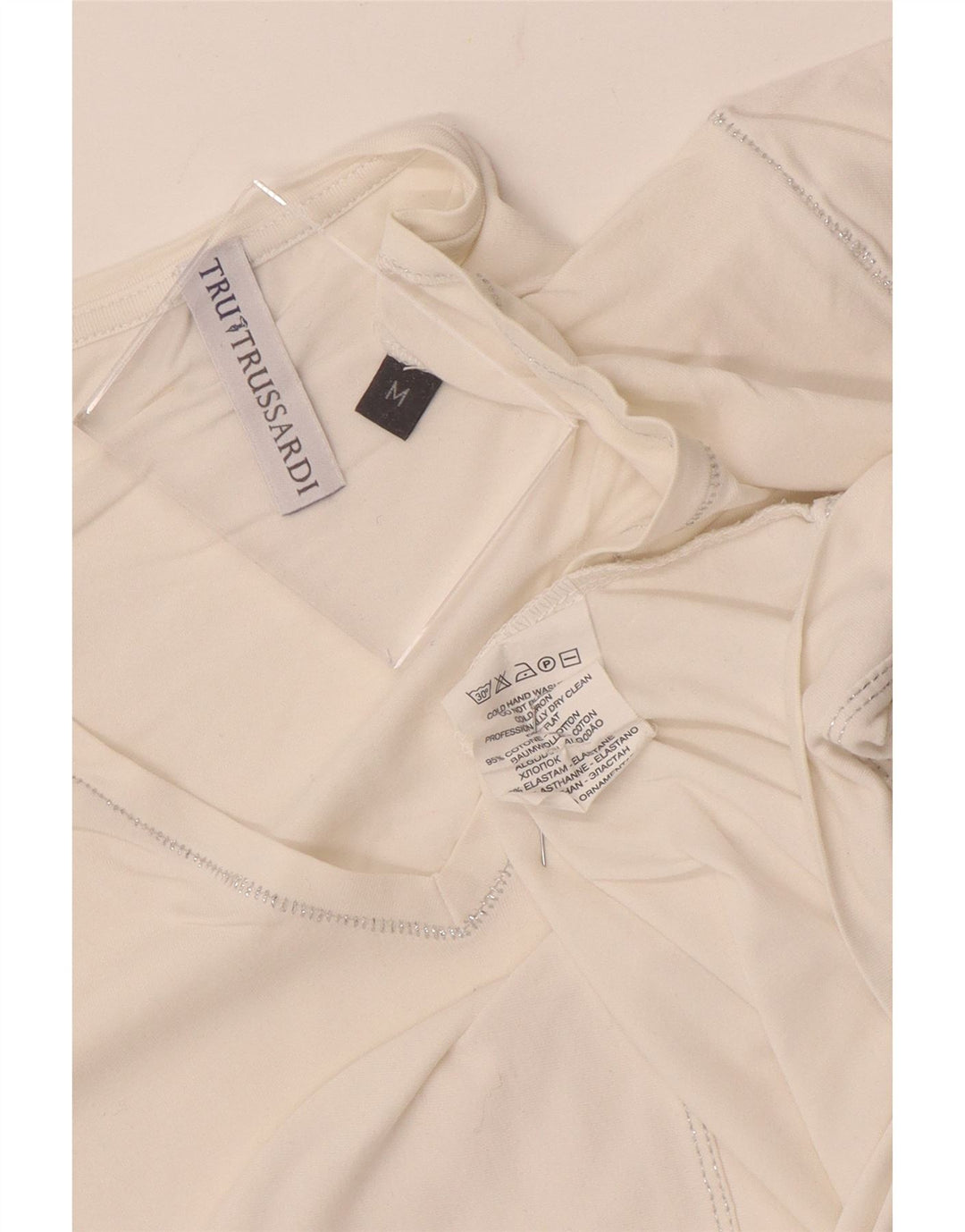 Trussardi ženska majica kratkih rukava s grafičkim motivima, UK 12, srednji bijeli pamuk