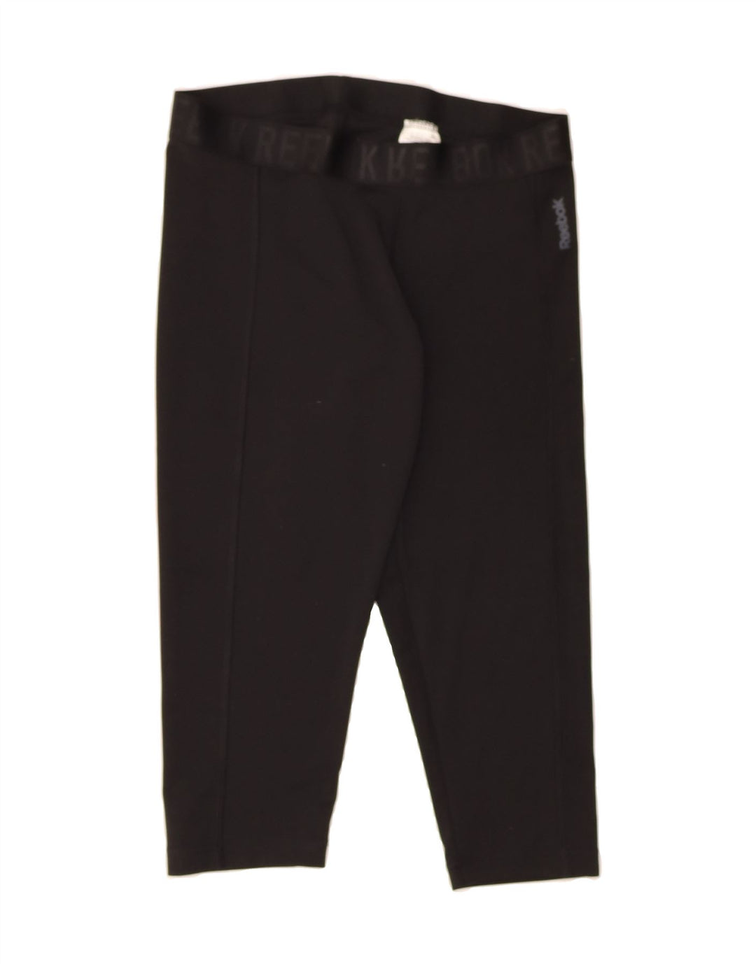 REEBOK Womens Graphic Capri Leggings UK 12/14 Medium  Black Polyester Vintage Reebok and Second-Hand Reebok from Messina Hembry 