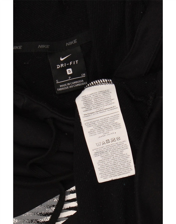 NIKE Mens Dri Fit Graphic Hoodie Jumper Small Black Polyester