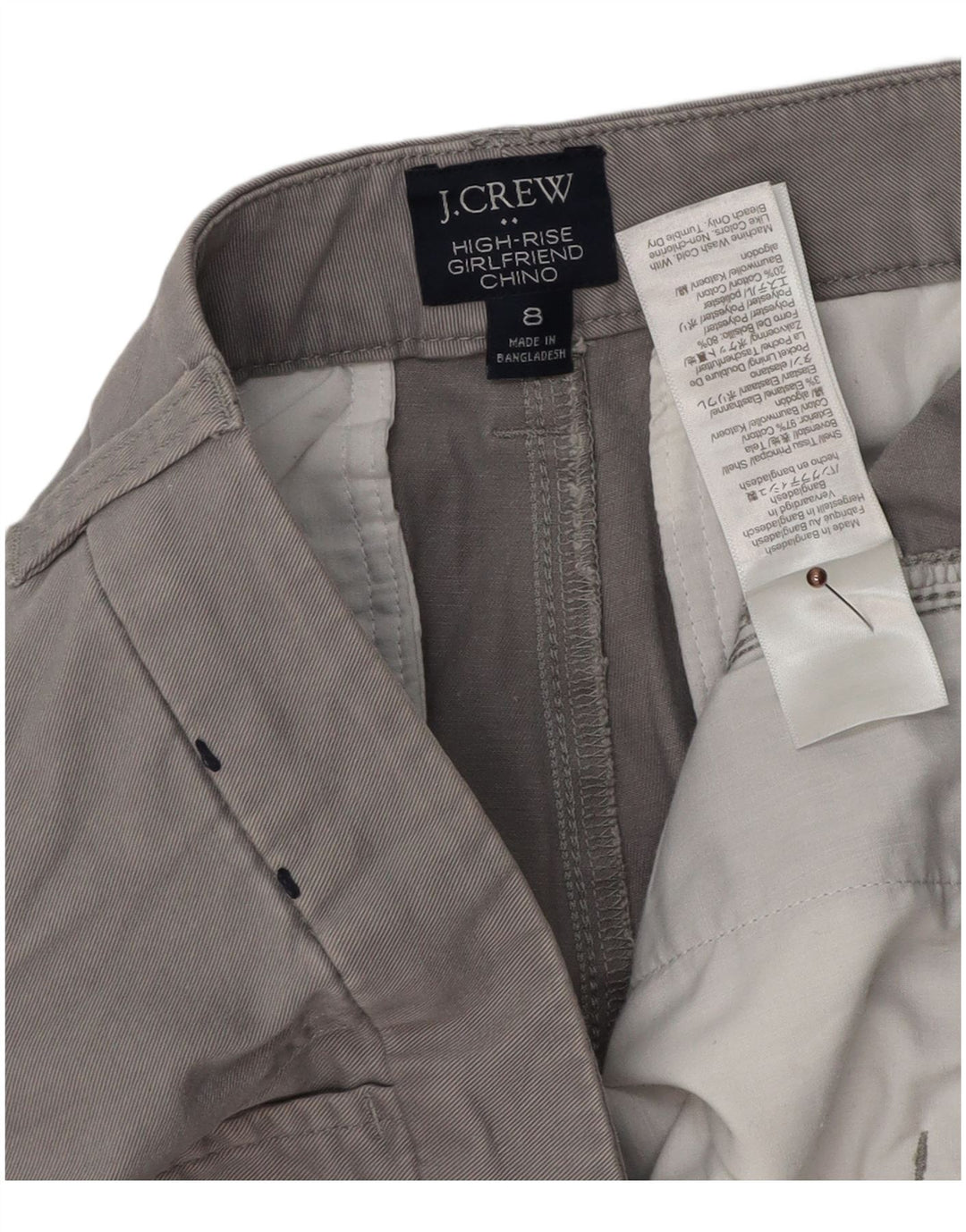 J. CREW Ženske Girlfriend uske chino hlače US 8 srednje W32 L27 sive
