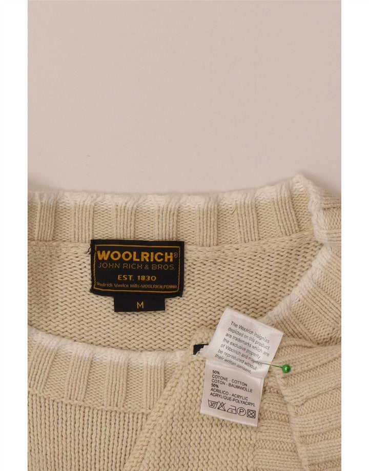 Woolrich muški džemper s veznim izrezom srednje bijele pruge