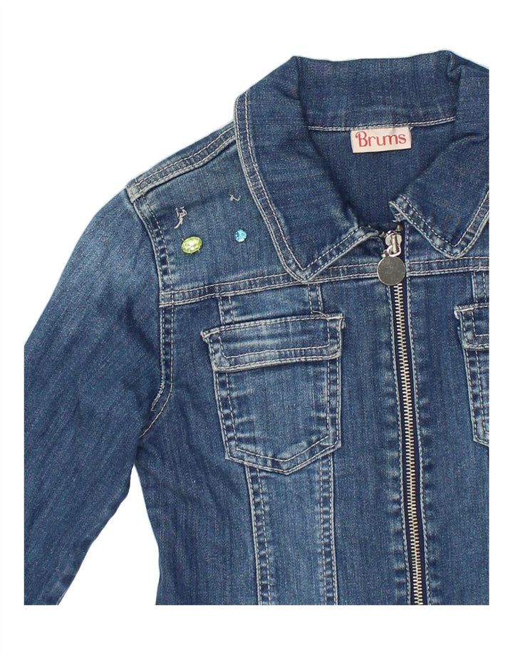 BRUMS Girls Denim Jacket 9-10 Years Blue Cotton Vintage Brums and Second-Hand Brums from Messina Hembry 