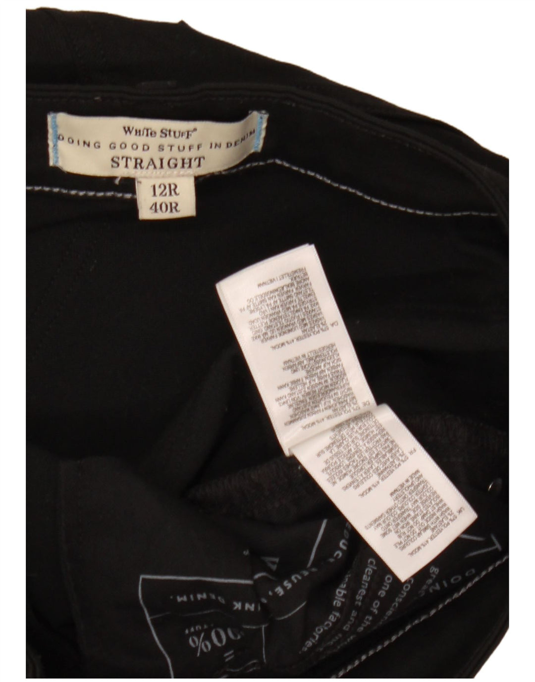 WHITE STUFF Ženske ravne ležerne hlače UK 12 Srednje W32 L30 Crne