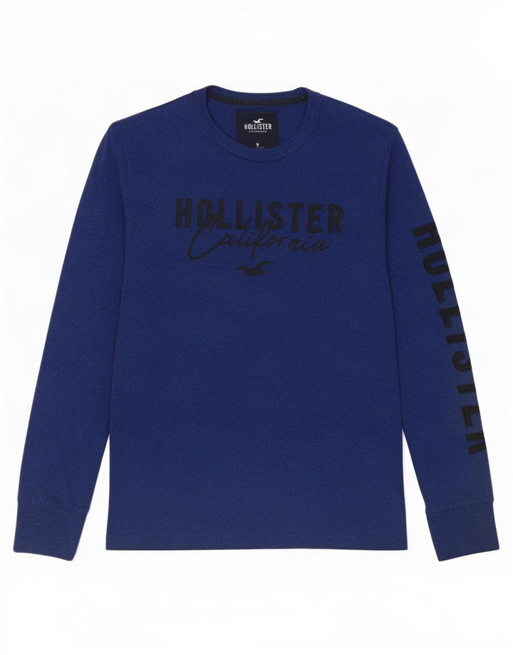 Hollister muška grafička majica s dugim rukavima srednje tamnoplave boje