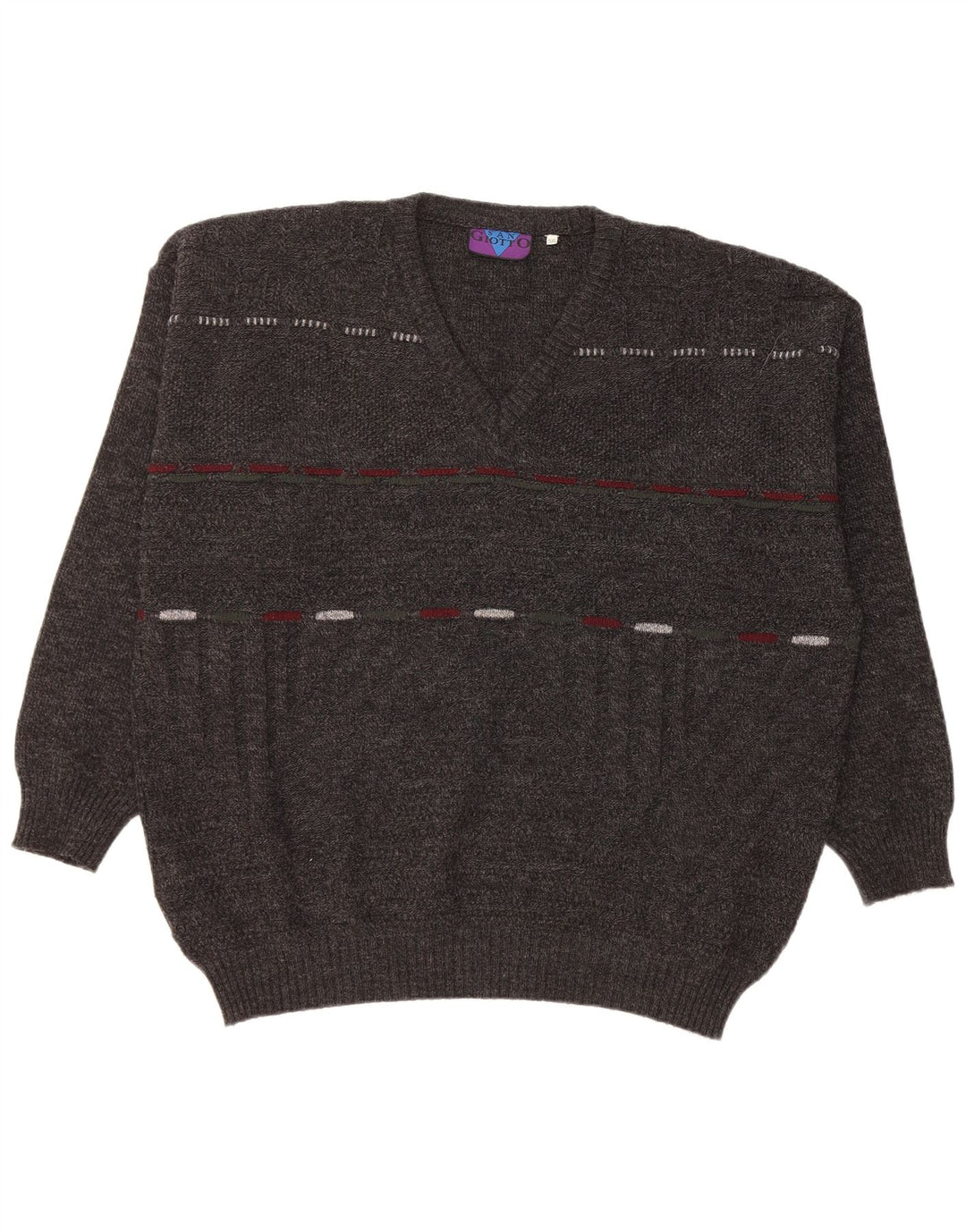 VINTAGE muški džemper s V-izrezom IT 56 XL sivi akril