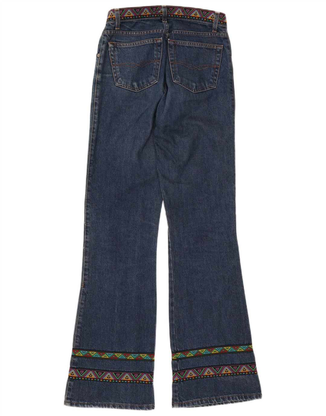 ESISTO Ženske Bootcut traperice IT 44 srednje W30 L34 plavi geometrijski pamuk