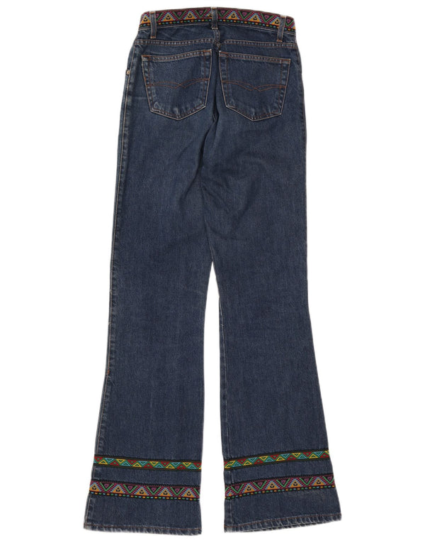 ESISTO Ženske Bootcut traperice IT 44 srednje W30 L34 plavi geometrijski pamuk