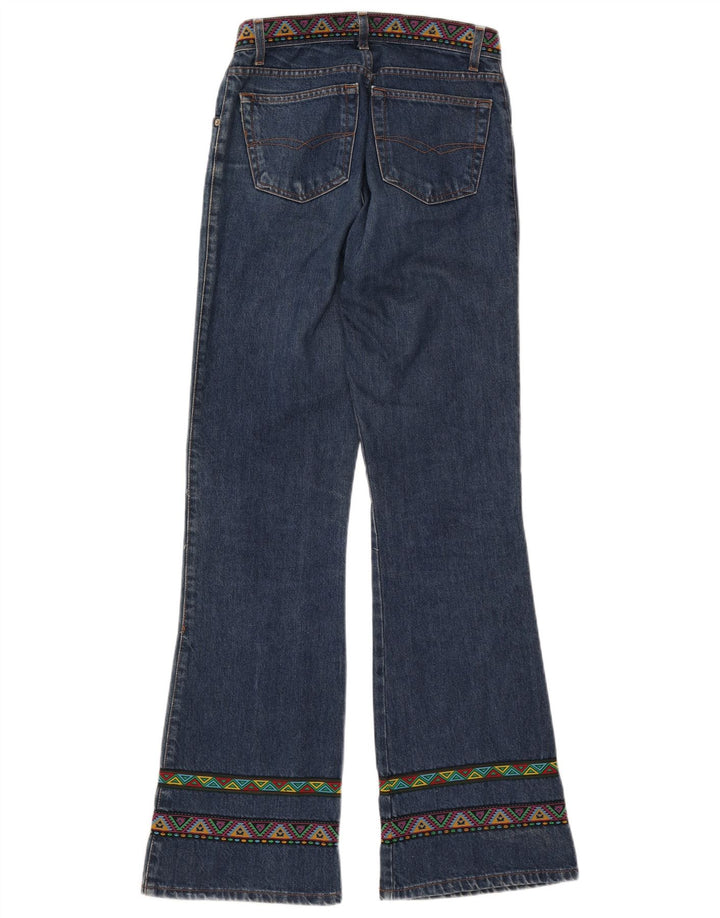 ESISTO Ženske Bootcut traperice IT 44 srednje W30 L34 plavi geometrijski pamuk