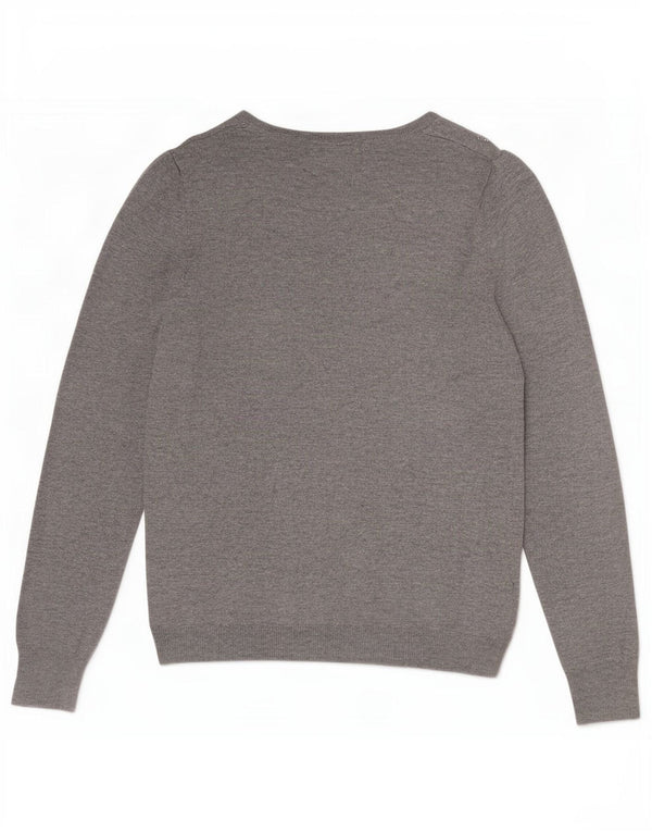 Marks & Spencer ženski džemper s veznim izrezom UK 10 Small Grey Flected