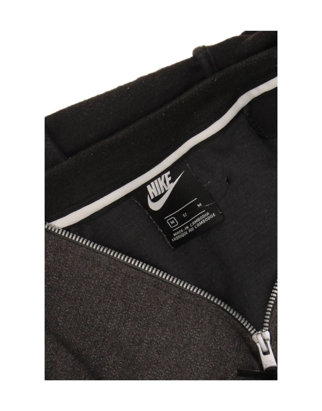 NIKE Mens Zip Hoodie Sweater Medium Grey Colourblock Cotton
