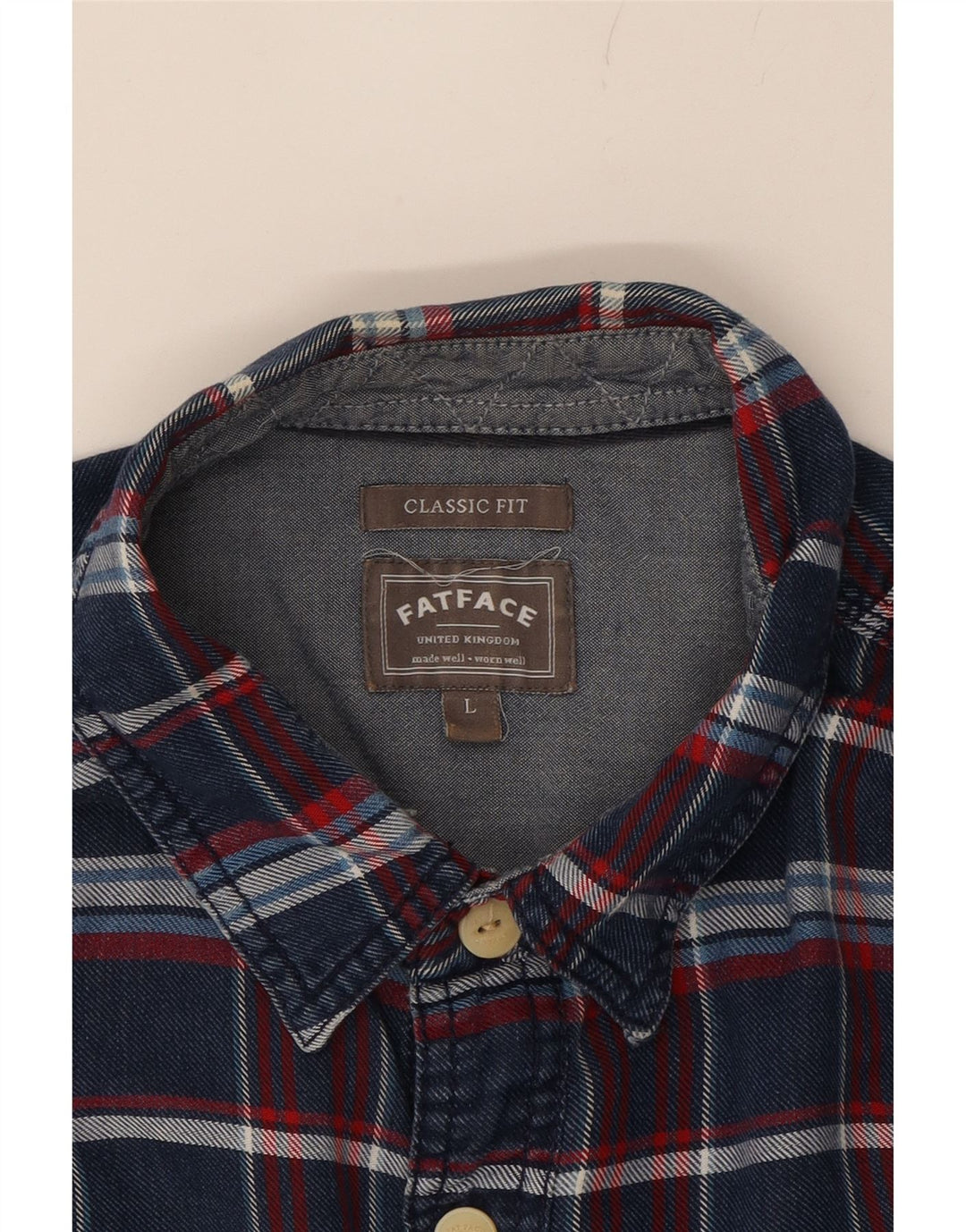 FAT FACE Mens Classic Fit Shirt Large Navy Blue Check Cotton Vintage Fat Face and Second-Hand Fat Face from Messina Hembry 