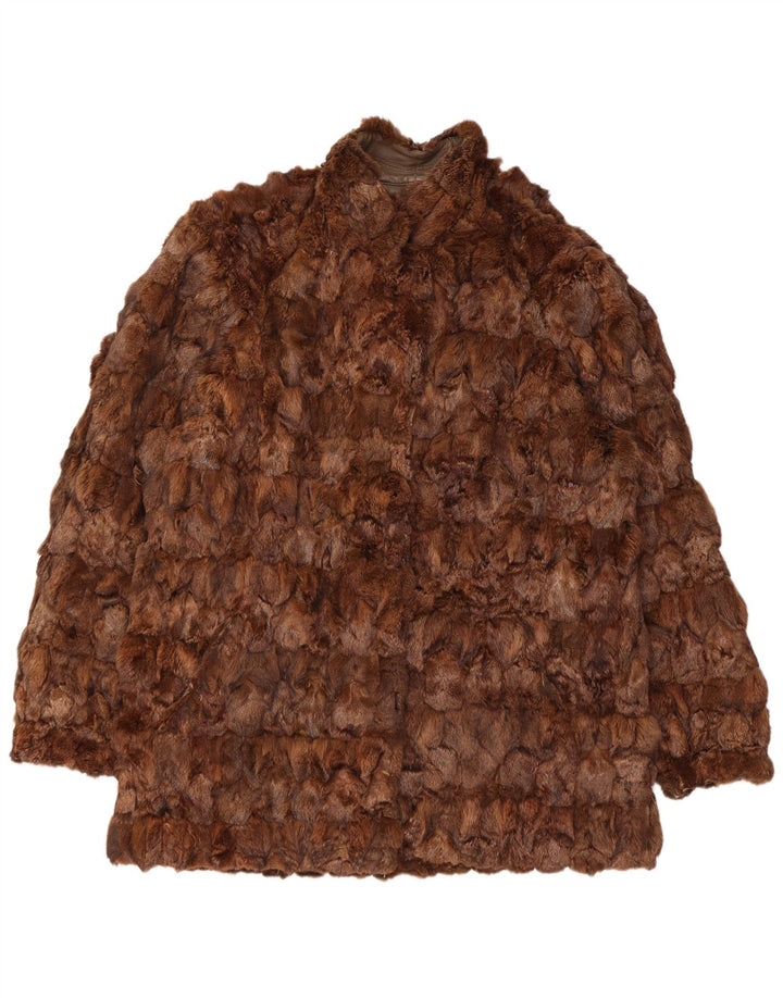 Vintage ženski reverzibilni kožni kaput UK 16 Veliki smeđi kožni